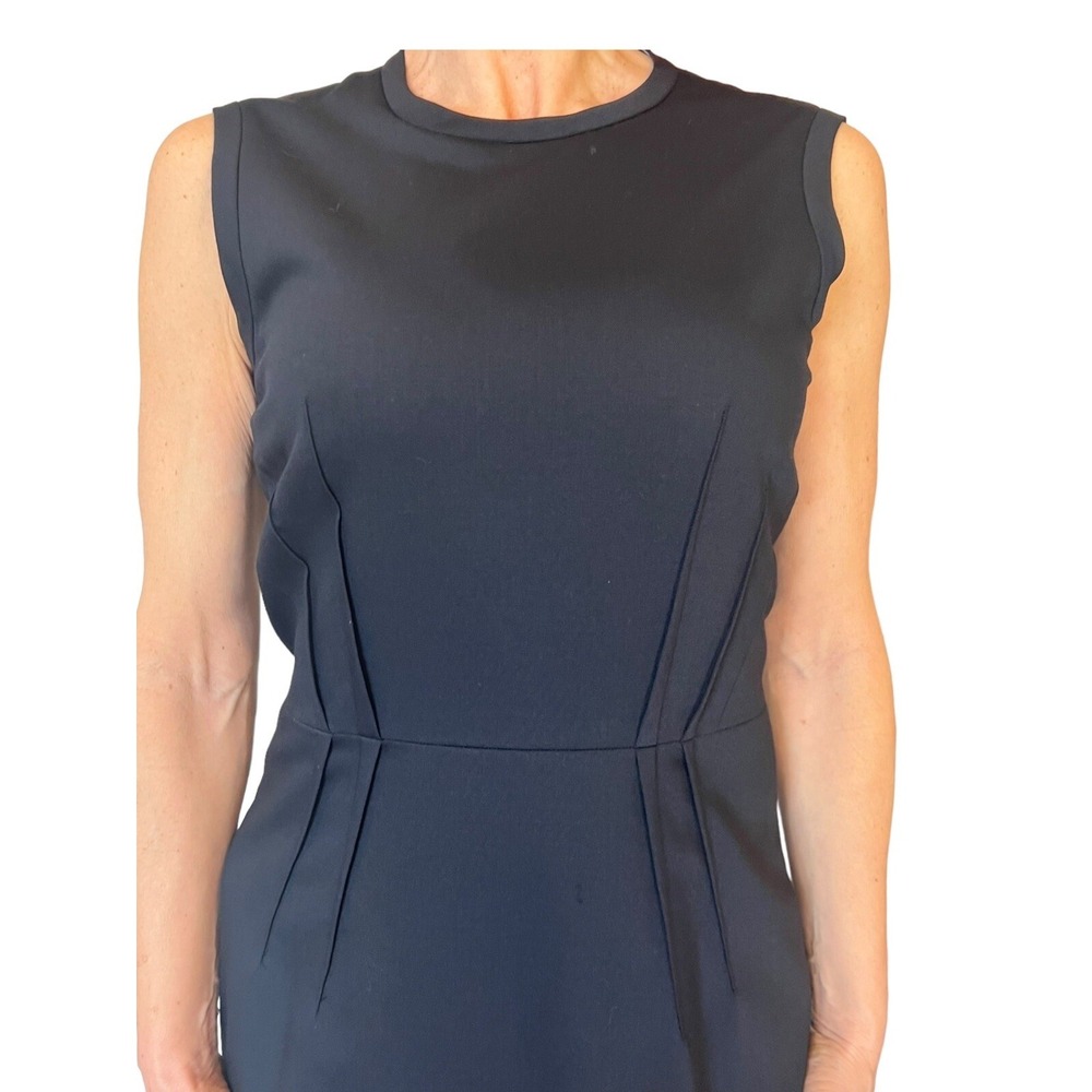 JIL SANDER NAVY BLUE ITALY PENCIL SHEATH SLEEVELESS WOOL SUITING MIDI DRESS 36 4 - Picture 5 of 16